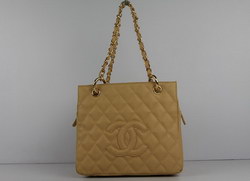 AAA Chanel Classic Quilted Tote Bags Caviar Leather 35625 Apricot Fake